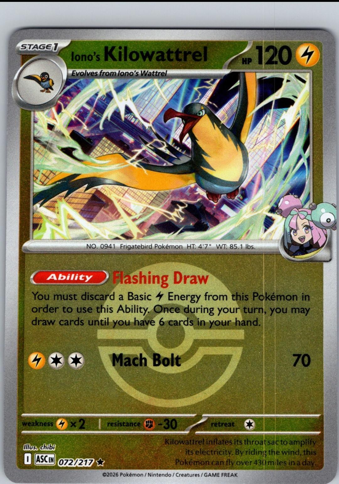 Ascended Heroes Iono's Kilowattrel [Ball] Pokémon card